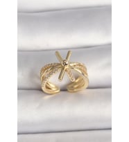 Pirinç Gold Renk Ayarlanabilir Ziron Taşlı Kadın Yüzük TJ-BYK3603