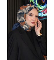 Dalga Desen Turuncu Soft Pamuk Eşarp (Standart)
