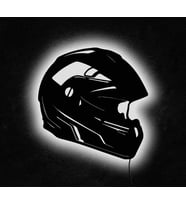 Motorcu Kask Tasarımlı Led Mdf Duvar Tablosu, 6mm Ahşap Duvar Dekoru