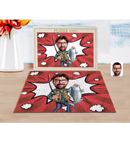 BK Gift Kişiye Özel Erkek Balıkçı Karikatürlü 1000 Parça Profesyonel Puzzle-1