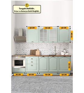 270 Cm Greena Tezgahlı Mdf Membran Kapaklı Hazır Mutfak Dolabı