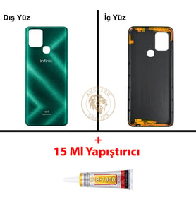 Infinix Note 10 Yeşil Uyumlu Arka Kapak + B7000 Yapıştırıcı Arka Cam Batarya Pil Kapağı Lazer Kesim