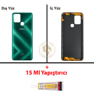 Infinix Note 10 Yeşil Uyumlu Arka Kapak + B7000 Yapıştırıcı Arka Cam Batarya Pil Kapağı Lazer Kesim