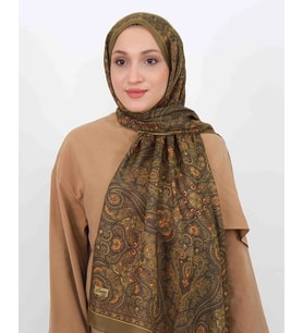 Luissa Soft Şal Etnik Desen Haki