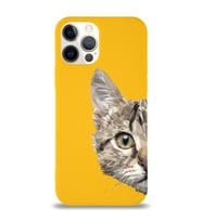 Apple iPhone 12 Pro Max Uyumlu Lansman Kılıf Catface Tasarımlı Altı Kapalı İçi Kadife Kaplı  Kapak (Şeffaf)