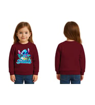 Unisex Stitch Baskılı Çocuk Swaetshirt 3 İplik Şardonlu (Bordo)