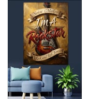 I'M A Rockstar Yazılı Gitar Dekoratif Kanvas - Mdf Ahşap Tablo