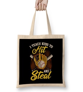 I Teach Kids To Hit And Steal Funny Baseball Coach Bez Çanta Uzun Saplı