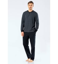 Cacharel Erkek Jakarlı Noktalı Patlı Pijama Takım Gri (Füme)
