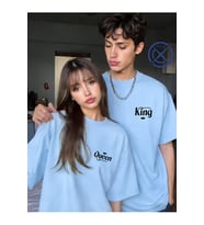 King Queen Sevgili Tişört Kombini Unisex Çift Tişört Seti %100 Pamuk Couple T-Shirt