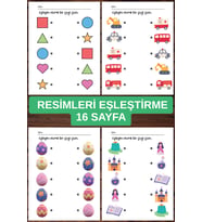 Resimleri Eşleştirme, 16 Sayfa, Eğitici Sayfalar.