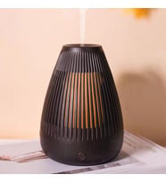 Ahşap Görünümlü Işıklı Konik Mini Hava Nemlendirici Buhar Makinesi Esansiyel Uçucu Yağ Aroma Difüzörü Siyah