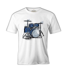 Sketch of a Drum Kit Beyaz Erkek Tshirt