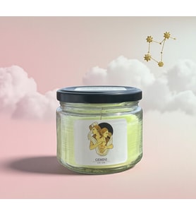 İkizler Burcu (Gemini) Kavanoz Mum – Limon, Nane & Lavanta Kokulu - Ahşap Fitilli, (Sarı)