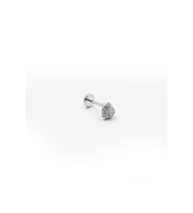 Kalp Figürlü Zirkon Taşlı Tragus Piercing – Gümüş  Hipoalerjenik, Parlaklığını Korur