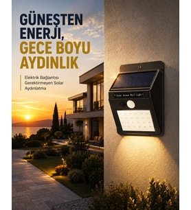 144 Led'li Geniş Aydınlatma Alanına Sahip Güneş Enerjili Güvenlik Lambası