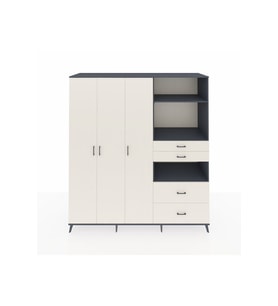 Kronos Dolap 12 Raflı 4 Çekmeceli Tek Askılı 220x59x243 Antrasit-Aytaşı/Aytaşı