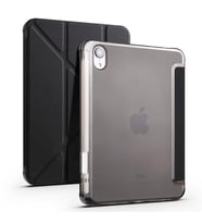 Apple  iPad Mini 2021 (6.Nesil) Kılıf Kalem Bölmeli Standlı Ön Arka Tam Koruma Katlanabilir Uyku Modlu Kılıf Tri Folding (Siyah)