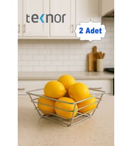 2'li Üçgen Sepet, Meyve Sepeti, Ekmek Sepeti, Modern Tel Sepet (Krom)
