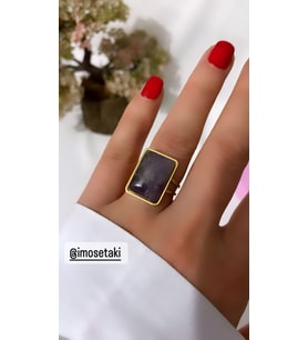 ÇELİK AYARLANABİLİR DOĞAL TAŞLI YÜZÜK (Gold)