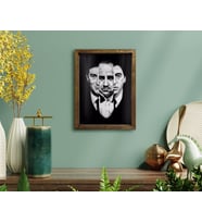 BK Home Godfather Baba Tasarımlı Doğal Masif Ahşap Çerçeveli Tablo-5