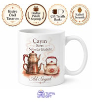 Çaydanlık Kullananlara Özel Tasarım Porselen Kupa Bardak Çay Hediye Mug