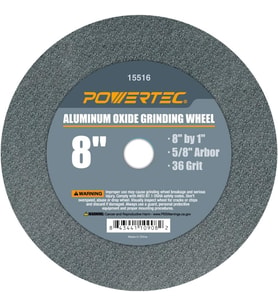 Powertec 15516 Alüminyum Oksit Taşlama Çarkı 36 Kumlu, 20,32 Cm X 2,54 Cm 1,52 Cm Mil
