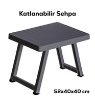 Porsima 0010 Portatif Katlanabilir Kamp Piknik Balkon Masası - Küçük Plastik Katlanır Sehpa Antrasit