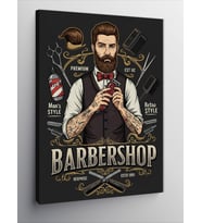Kanvas Tablo Barber Shop ve Retro Berber Posteri