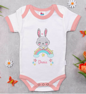 BK Kids Kişiye Özel Pembe Bebek Body Zıbın - Model 148
