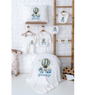 Pia Baby Premium %100 Pamuk Yenidoğan Erkek Bebek Hastane Çıkışı Hediyelik Set 5058-02 (Ekru)