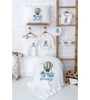 Pia Baby Premium %100 Pamuk Yenidoğan Erkek Bebek Hastane Çıkışı Hediyelik Set 5058-02 (Ekru)