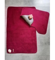 Ultrasoft Düz Mürdüm 2'li Banyo Paspası Seti Kaymaz Taban Makinede Yıkanabilir