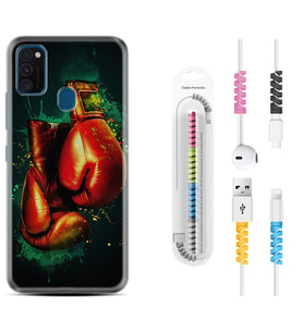 Samsung M21 M22 M23 M30 M31S M32 Kılıf Kablo Koruma Spiral Silikon Boks Eldiveni 1763