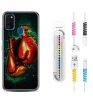 Samsung M21 M22 M23 M30 M31S M32 Kılıf Kablo Koruma Spiral Silikon Boks Eldiveni 1763