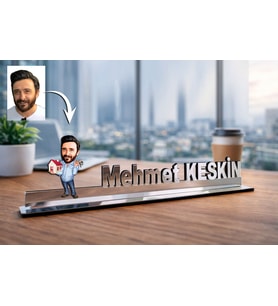 Kişiye Özel Emlak Danışmanı Karikatürlü 30 cm Ayna Pleksi Masaüstü İsimlik - Emlak Danışmanı Hediyesi İş Arkadaşına ve Meslek Sahibine Hediye