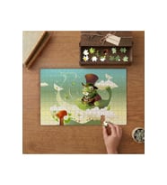 Sevimli Kurbağa Çocuklara Özel Tasarımı 240 parça Ahşap Puzzle Ahşap Kutuda MP05926