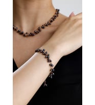 Sallantılı Doğal İnci Kolye Bileklik İkili Set (Sarı)