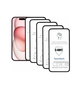 Apple iPhone 15 Uyumlu İle Ekran Koruyucu Tam Kaplayan 5li Set