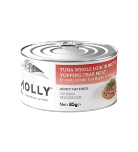 Molly Et Suyu İçinde Ton Balıklı ve Yengeçli Yetişkin Kedi Konservesi 85 Gr (Krem)