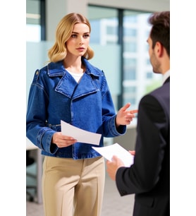 Kadın Oversize Düşük Kol Ceket Yaka Denim Blazer %100 Pamuk Fonksiyonel Dayanıklı Kaliteli