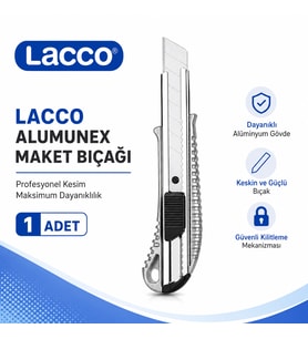 Lacco Alumunex Alüminyum Maket Bıçağı Profesyonel Metal Gövdeli Falçata Maket Karton Koli Kesme Bıçağı 1 Adet
