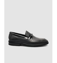 %100 Hakiki Deri Siyah Toka Detaylı Erkek Loafer