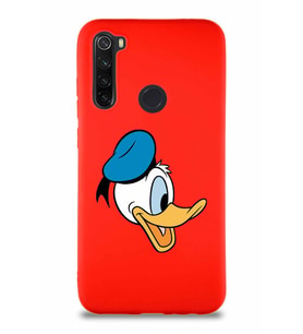 Xiaomi Redmi Note 8 Soft Premier Kapak Donald Duck-F Tasarımlı Silikon Kılıf - Kırmızı (Şeffaf)