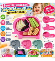 Mey İthalat® Bebek ve Çocuk için Sevimli Fil Model Desenli Yemek Bebek Mama Kabı Bölmeli Tabak (adet fiyatıdır)