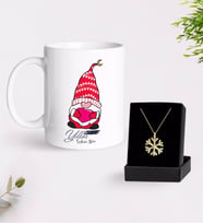 BK Gift Kişiye Özel Yılbaşı Mutlu Yıllar Tasarımlı Kupa ve Kar Tanesi Kolye-13