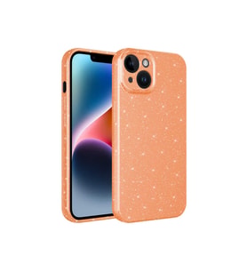Apple iPhone 14 Uyumlu Kılıf Kamera Korumalı Simli Lüks Zore Koton Kapak (Turuncu)