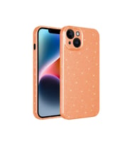Apple iPhone 14 Uyumlu Kılıf Kamera Korumalı Simli Lüks Zore Koton Kapak (Turuncu)