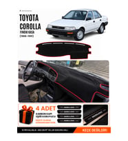 TOYOTA COROLLA FINDIK KASA (1988-1991) Uyumlu Torpido Örtüsü Torpido Kılıfı - Siyah Kırmızı