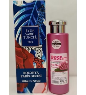 Eyüp Sabri Tuncer Paris Gecesi 400ML Kolonya Alana Rose City 200Ml Doğal gülsuyu hediye
